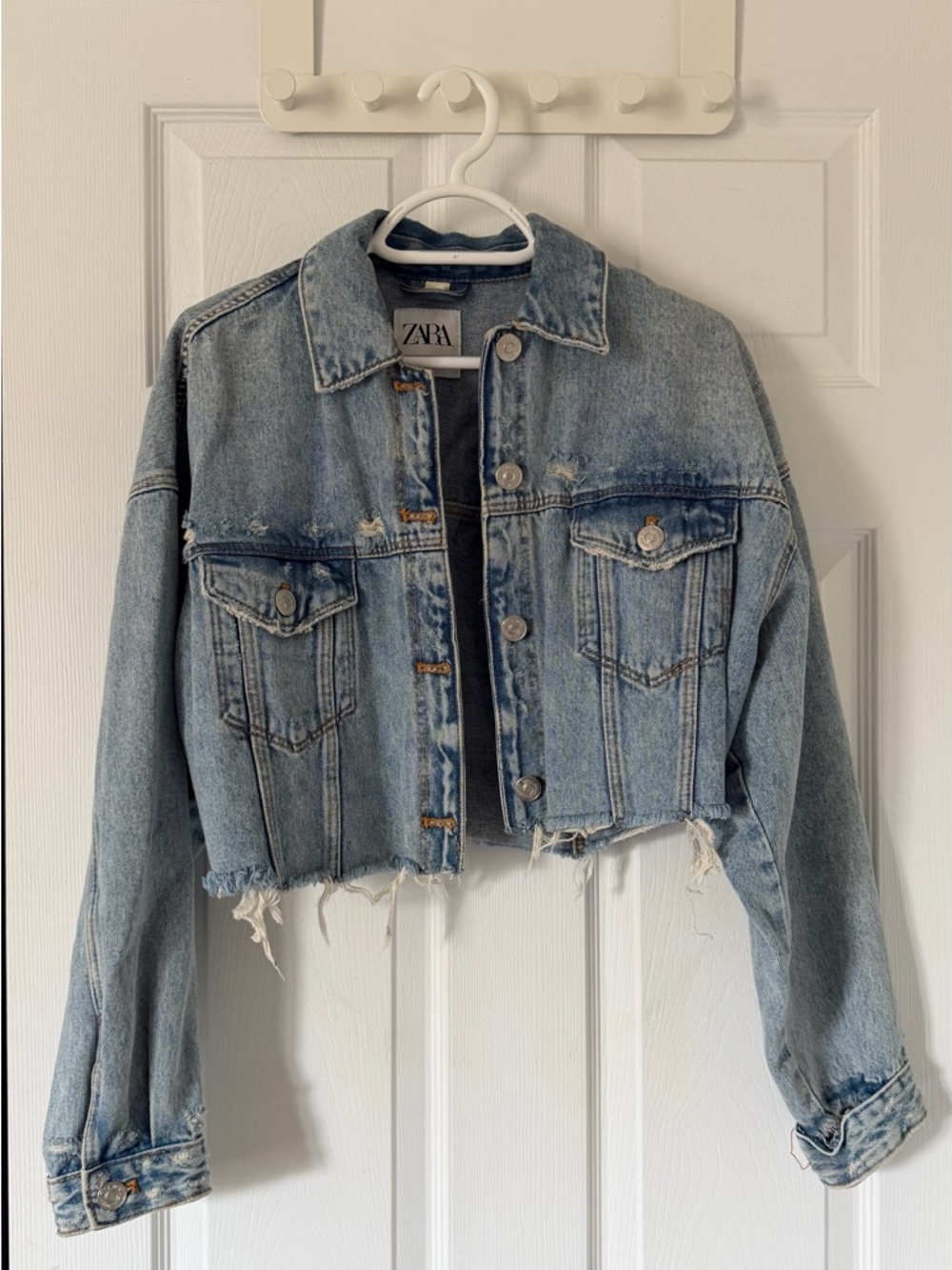 ZARA Light Blue Cropped Denim Jacket